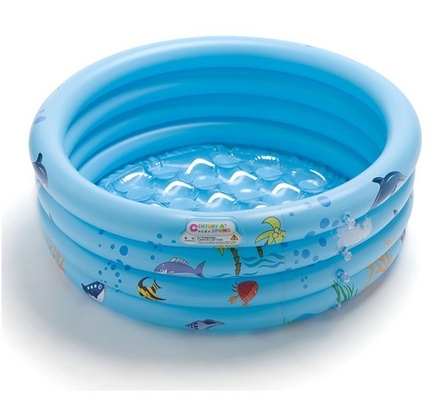 PVC Custom Kids Inflatable Swimming Pools Round 3 Ring With Double Bottom
