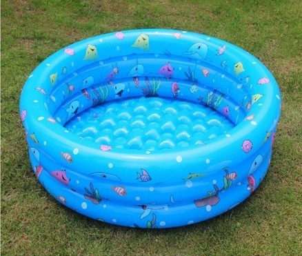 PVC Custom Kids Inflatable Swimming Pools Round 3 Ring With Double Bottom